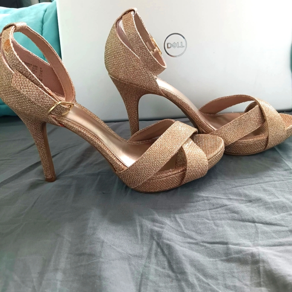 Gold sparkly 3 inch  heels